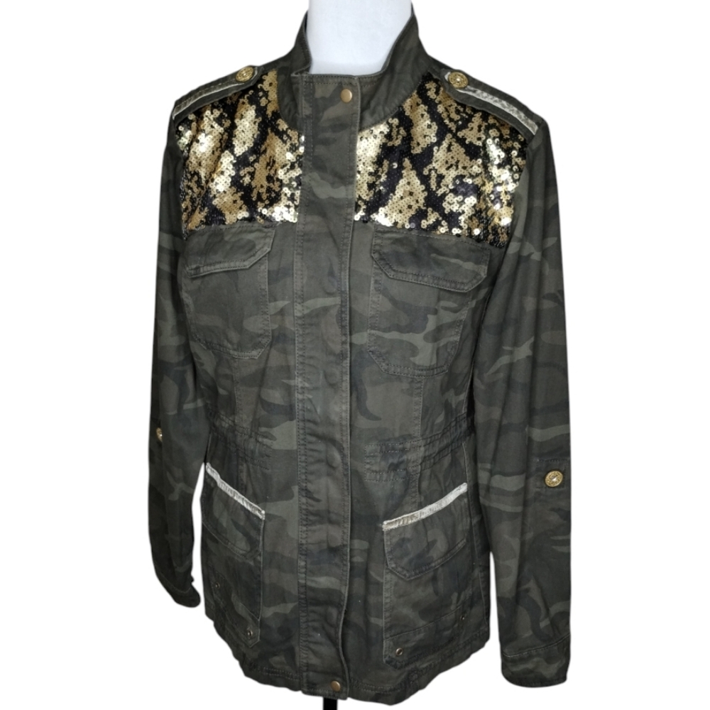 Democracy Women's Sequin Camo Jacket Size S
